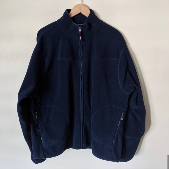 Vintage 90s Navy Fleece Zip Up Jacket Size L - Picture 3 of 3